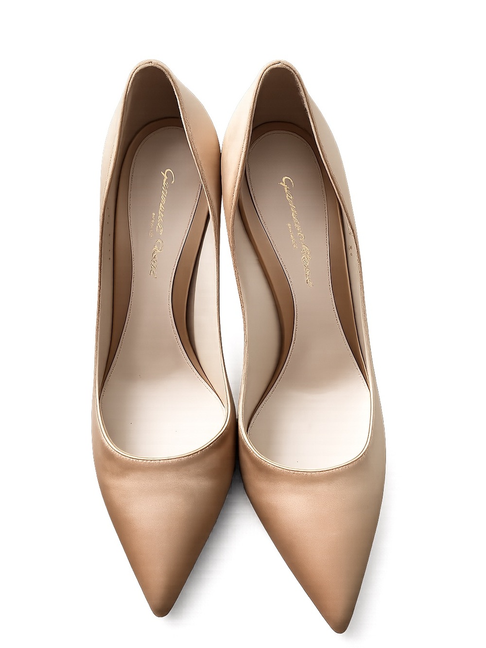 Gianvito Rossi Beige Pointed-Toe Leather Pumps